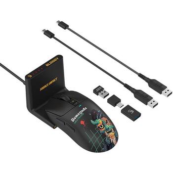A4Tech Игровая мышь A4TMYS47746, 8 кнопок, 1.8м, 300 мАч, USB-C, 1000 Гц, 50-20000 CPI, RF 2.4 ГГц, черная (A4TMYS47746)