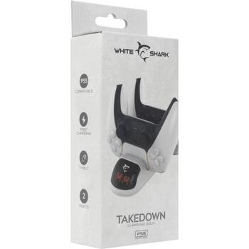 White Shark Uzlādes stacija TAKEDOWN, 2x600mA, USB Type C, 80cm, LED indikators (TAKEDOWN)