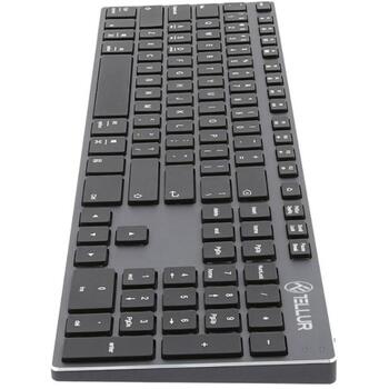 Tellur Shade Wireless Slim Keyboard TLL491121, 3x подключения, 350mAh, Bluetooth, 120ч работы, 10м диапазон, алюминий (TLL491121)