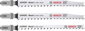 3 figūrzāģa asmeņi 2x T308B, 1x T308BO, Figūrzāģiem EXPERT WOOD 2-SIDE CLEAN FIGŪRZĀĢA ASMEŅU KOMPLEKTS, 2608900559, BOSCH (2608900559)