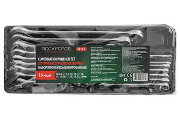 Rockforce Kombinēto atslēgu komplekts RF-T5161, 16 gab., 6-19, 22, 24 mm, CrV, antikorozijas pārklājums (RF-T5161)