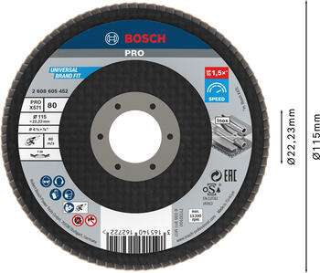 Slīppap.slīpšķ.metal top D 115 mm, K 80, 1 gab., Mazām leņķa slīpmašīnām PRO X571 VĒDEKĻVEIDA DISKS, 2608605452, BOSCH (2608605452)