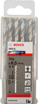 HSS-G urbji metālam 6,5mm, 10gab., Urbjmašīnām/skrūvgriežiem PRO METAL HSS-G STANDARTA SPIRĀLVEIDA URBJA GARUMS, 2608595068, BOSCH (2608595068)
