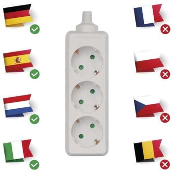 Emos Удлинитель P0320, 3×2P+PE, IP20, 3680W, белый, защита от детей (P0320)