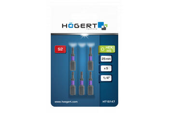 Hogert HT1S147 ударная бита Hex H5 25mm, 5 шт., 1/4