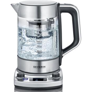 Severin Чайник WK 3422, 3000 W, 2.013 kg, 40-100°C, 360° поворот, скрытый нагревательный элемент, LED подсветка (WK 3422)