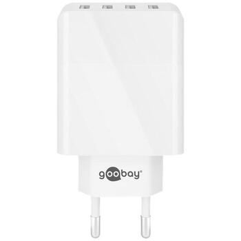 Goobay адаптер питания 44962, 30 Вт, 5 В, 3 А, 4x USB-A, белый, 1x CEE 7/16 (44962)