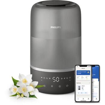 Philips Gaisa mitrinātājs HU1510/03, 19,6 W, 3 L, līdz 41 m², Ultraskaņas, 275 ml/stundā, Pelēks/sudrabs (HU1510/03)