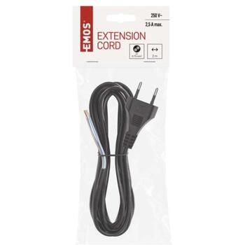 Emos Кабель питания S19273, 3м, 2x0,75мм2, черный, PVC, H03VVH2-F, 1 шт, подвешенный (S19273)