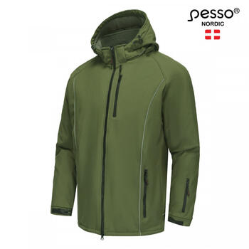 Pesso Otava OTAVA_OG-2XL, softshell ziemas jaka, 2XL, zaļa, 300 g/m², ūdens/vēja necaurlaidīga, elpojoša, atstarojoša (OTAVA_OG-2XL)