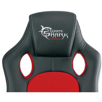 White Shark KINGS THRONE Игровое кресло Y-2706, 12кг, 43-53см, черный/красный, PU кожа, 5-лучевая база, нейлоновые колеса (KINGS THRONE)