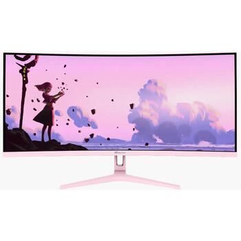 Arozzi monitors Nova AZ-NO-34T2K165-PNK, 34 collas, 3440x1440, VA, 165 Hz, 1 ms, 350 cd/m², 21:9, HDR10, iebūvēti skaļruņi, rozā (AZ-NO-34T2K165-PNK)