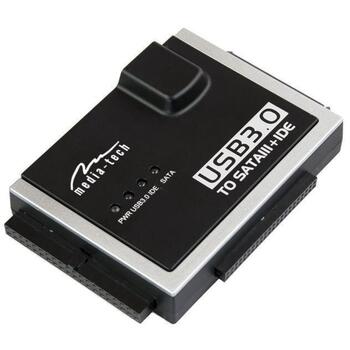 Media-Tech SATA/IDE USB адаптер MT5100, USB 3.0, 3 устройства, черный, SATA 22pin, PATA 44pin, PATA 40pin, USB Type B (MT5100)