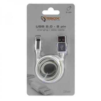 Sbox USB кабель IPH7-S, 1,5 м, 2.0, 480 Мбит/с, USB A, Lightning, Серебристый, Мужской, Прямой, Упаковка, 1 шт (IPH7-S)