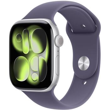Apple Часы Серия 11 GPS + Cellular MFCP4ET/A, 46mm, серебряный алюминиевый корпус, спортивный ремешок, 64 ГБ, 24ч аккумулятор, GPS (MFCP4ET/A)