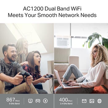 TP-Link Archer C64 беспроводной маршрутизатор Dual-Band Wi-Fi до 1200 Mbps 1× WAN 4× LAN Gigabit Beamforming Чёрный (ARCHERC64)