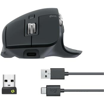 Logitech оптическая мышь MX Master 3S 910-006559, 8000 DPI, 7 кнопок, Bluetooth, перезаряжаемая, эргономичный дизайн (910-006559)