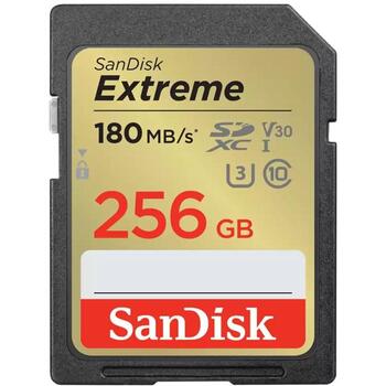 Sandisk Extreme карта памяти SDSDXVV-256G-GNCIN, 256 ГБ, 180 МБ/с, 130 МБ/с, UHS-I, Class 3, V30, Class 10, защита от температуры (SDSDXVV-256G-GNCIN)