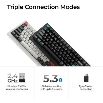 Keychron Q1 Ultra 8K bezvadu mehāniskā klaviatūra 75% 2.4GHz Bluetooth 5.3 USB-C 8000Hz Hot-Swap melna Q1U-M4 (Q1U-M4)