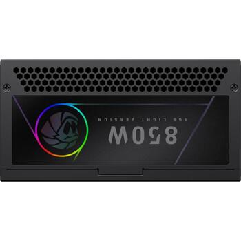 Gamemax barošanas bloks RGB 850G, 850 W, Zelts, Pilnībā modulārs, 1 x 24 pin ATX, 2 x 8 pin CPU, 2 x 8 pin PCIe, 4 x SATA (RGB 850G)