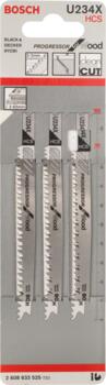 3 figūrzāģa asmeņi U 234 X (Progressor), Figūrzāģiem FIGŪRZĀĢA ASMENS U 234 X PROGRESSOR FOR WOOD, 2608633525, BOSCH (2608633525)