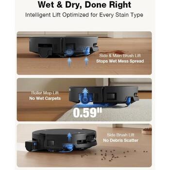 Ecovacs DEEBOT T90 OMNI робот-пылесос, 30000Па, 60дБ, 350мин, 6400мАч, 95мм, ZeroTangle 4.0, AIVI 3D 4.0, самоочистка (DEEBOT T90 OMNI)