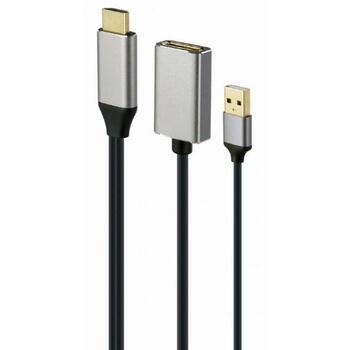 Gembird I/O adapteris A-HDMIM-DPF-02 aktīvs 4K HDMI vīriešu uz DisplayPort sieviešu adapteris, melns, USB 2.0 1, Mini-DVI 1 (A-HDMIM-DPF-02)