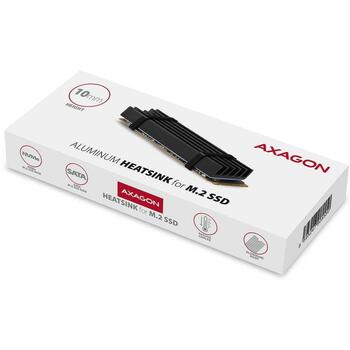 Axagon SSD охладитель M.2 CLR-M2L10, 2280, 10 мм, черный, пассивный радиатор, 2 термопрокладки в комплекте (CLR-M2L10)
