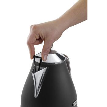 Delonghi Электрический чайник KBOV2001BK, 2000 W, 1.7 L, черный, нержавеющая сталь, 360° основание, индикатор уровня воды, фильтр (KBOV2001BK)