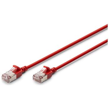 Digitus patch kabelis DK-1632-A-010S-R, CAT 6a, 1m, F/FTP, 3.8mm, RJ-45, sarkans, bezhalogēns, PoE+ (DK-1632-A-010S-R)