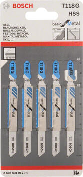 5 figūrzāģa asmeņi T 118 G, Figūrzāģiem FIGŪRZĀĢA ASMENS T 118 G BASIC FOR METAL, 2608631012, BOSCH (2608631012)