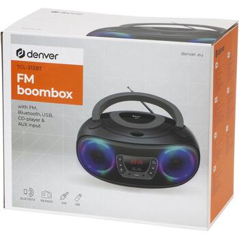 Denver CD магнитола TCL-212BTGR 111141300012, 4W, 2 динамика, Bluetooth, AUX, USB 2.0, FM, цифровой тюнер (111141300012)