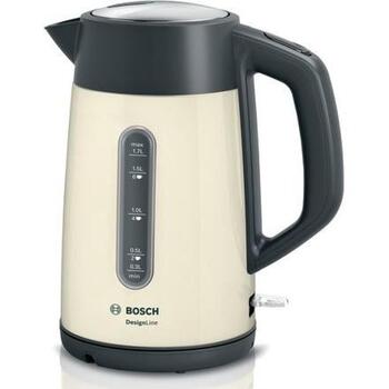 Bosch Чайник TWK4P437, 2400 Вт, 1.7 Л, нержавеющая сталь, бежевый, автоматическое отключение, индикатор уровня воды (TWK4P437)