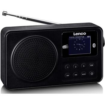 Lenco Pārnēsājams DAB+/FM radio ar Bluetooth® un uzlādējamu akumulatoru - melns (PDR-033BK)