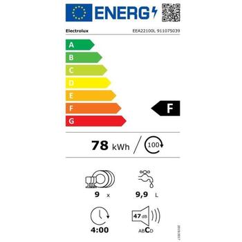 Electrolux EEA22100L встраиваемая посудомоечная машина, 45 см, 9 комплектов, 6 программ, AirDry, 47 дБ, F (EEA22100L)