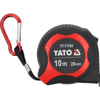 Yato mērlente YT-71164, 10 m x 28 mm, tērauda lente, ABS korpuss, metriskā skala, aizsargpārklājums, II klase (YT-71164)