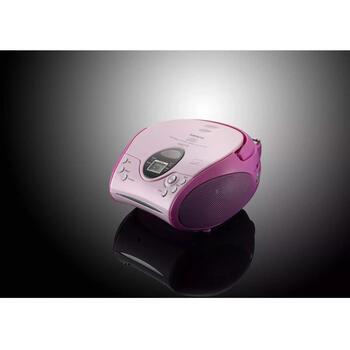 Lenco SCD-24 Pink CD-магнитола, FM-радио, 2x2W, 3.5mm, ЖК-дисплей, розовый, портативная (SCD-24 Pink)