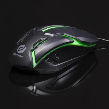 Denver Игровая мышь GMO-403 123020000020, 1000 DPI, 1,5m USB, RGB, оптический сенсор, прочная до 5 миллионов кликов (123020000020)