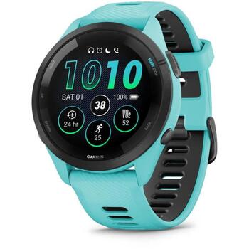 Garmin Forerunner 265 010-02810-12, 46.1mm, 1.29cm, 15d, 8GB, 5ATM, GPS, Bluetooth, AMOLED, 416x416, 135-205mm, черный, синий (010-02810-12)