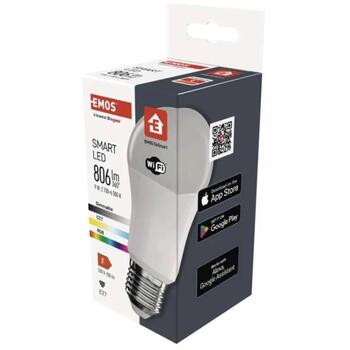 Emos LED лампочка GoSmart A60 ZQW514R, 9 W, 806 lm, RGB, 220-240 V~, Wi-Fi, 50/60 Hz, 200°, 2700-6500 K, E27 (ZQW514R)