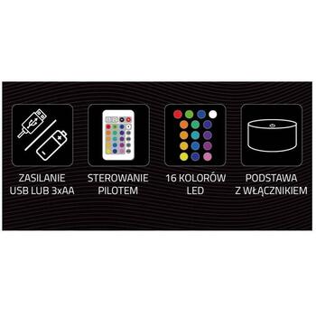 Manta Декоративная лампа SNL64RGB, 5W, 2m, 1 LED, 16 цветов, пульт дистанционного управления, 3D эффект (SNL64RGB)