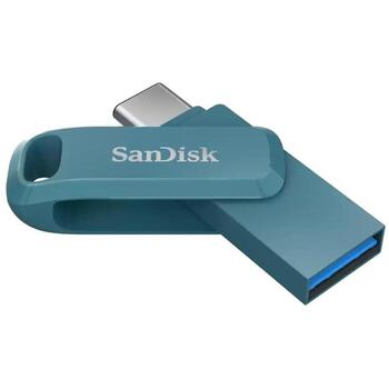 Sandisk USB флеш-накопитель SDDDC3-512G-G46NBB, 512GB, USB 3.2 Gen 1, USB Type-C, USB Type-A, 400MB/s, поворотный, бирюзовый (SDDDC3-512G-G46NBB)