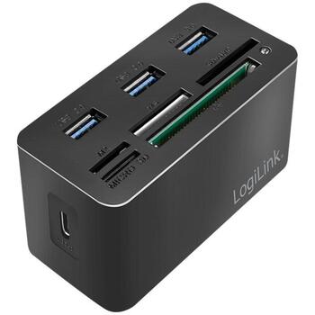 Logilink CR0046 док-станция для ноутбука, USB-C 3.2 Gen 1, 8-в-1, 3x USB-A 3.0, 1x USB-C, SD/microSD/M2/MS/CF, 5 Гбит/с, черная (CR0046)