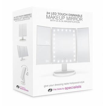 Rio Складное LED зеркало для макияжа MMFD-WH-EU/1,3, 2x/3x, USB 5V, 180° поворотное, сенсорное включение (MMFD-WH-EU/1,3)