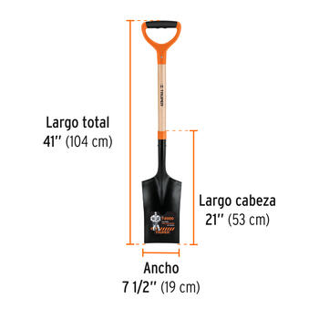 Tranšeju rakšanas lāpsta 19x53cm ar koka kātu un divkomponenta D-rokturi, 106cm PES-PD TRUPER (PES-PD)