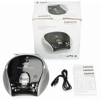 Lenco SCD-24 Black/Silver CD-магнитола, 2x2W, FM-радио, CD/CD-R/CD-RW, ЖК-дисплей, разъем 3.5mm для наушников, ручка для переноски (SCD-24 Black/Silver)
