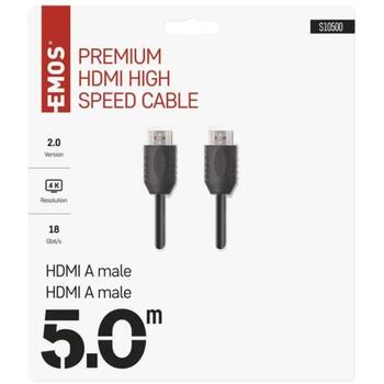 Emos Высокоскоростной HDMI 2.0 кабель A–A S10500, 5 м, 18 Гбит/с, 4K, Ethernet, ARC, поддержка 3D (S10500)