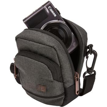 Case Logic Era CECS101 OBSIDIAN, kompakta kameras soma, 109g, 10.9x6.6x19.1cm, melange audums, melna, noņemama plecu siksna (3205278)
