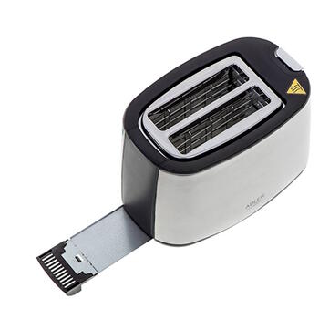 Тостер с 2 отделениями с функцией Defrost и подставкой для подогрева 750 W нержавеющая сталь серебристый AD3214 Adler (AD 3214)