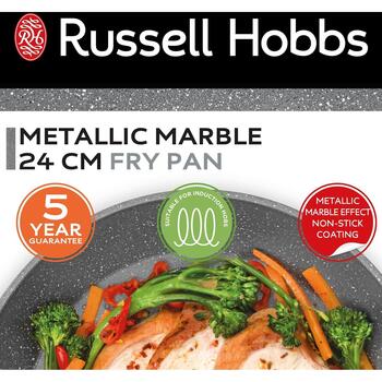 Russell Hobbs Panna RH027991EU7, 24cm, alumīnijs, melna, nepiedegošais pārklājums, piemērota visām plītīm (RH027991EU7)